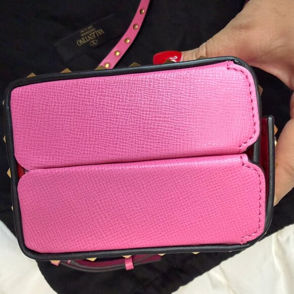 VALENTINO GARAVANI Alcove Rockstud Leather Box Top Handle Bag Pink - Picture 7 of 14